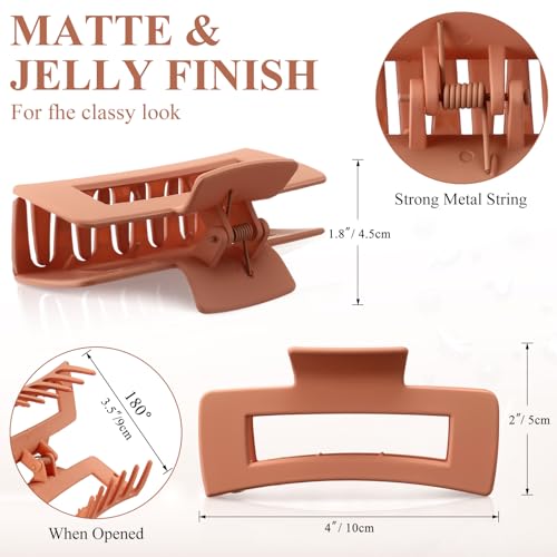 Hoteam 108 Pcs 4.1 Inch Large Hair Claw Clips Bulk Rectangular Big Hair Claws Matte Nonslip Banana Clip Plastic Barrettes for Women Gifts Accessories, 18 Colors