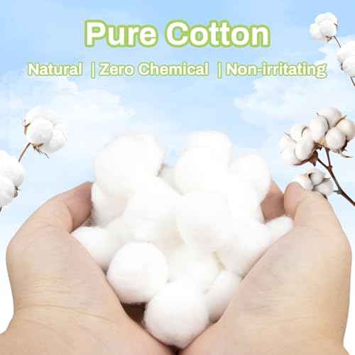 200pcs Natural Cotton Balls - Large Size Organic Cotton Ball for Nail Polish Remover Absorbent Soft Acetone Free Gel Nail Removal Bulk Cotton Rounds Face Cleansing Makeup Remover Nail Supplies