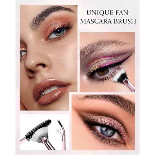 Makeup Brushes with Case, 20PCs Travel Makeup Brush Set, Foundation Concealer Blush Eyeshadow Brush Set Contour Powder Eyebrow Eyelash Brush Kit with Led Light Mirror Holder & 2 Powder Puff-Pink