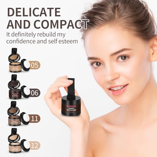 Waverloo Magic Root Cover Up Instantly Conceals High Forehead & Hair Loss - Sweat & Waterproof Root Touch Up Hair Powder for Women & Men (Dark Brown, 4g)