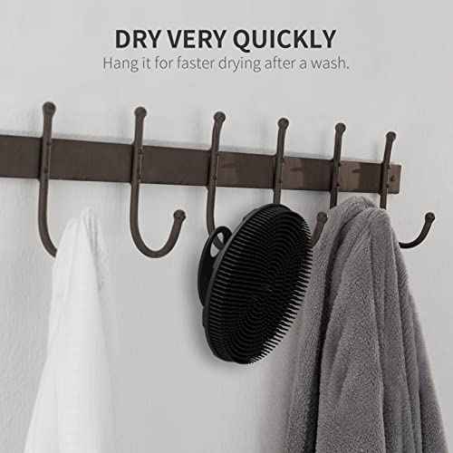 Silicone Body Scrubber, BEAUTAIL Shower Bath Scrubber, More Hygienic Than Traditional Loofah, Lather Nicely, Long Lasting, Gentle Exfoliating Brush for Women Men Baby Sensitive Skin, 1 Pack, Black