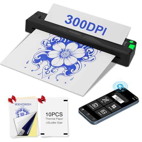 2026 New Tattoo Stencil Printer for Tattoo Artists&Beginners,termocopiadora Tattoo Machine with 3 pcs of Tattoo Transfer Paper,Portable Wireless Bluetooth Printer Compatible with Phone&PC
