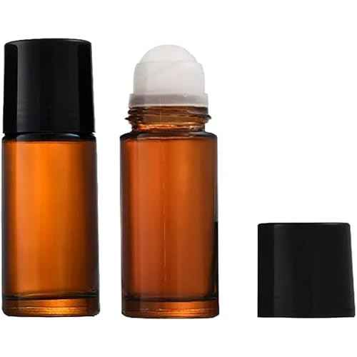2 Pcs Brown 50ml Glass Essential Oil Roller Bottles Refillable Roll on Bottles Empty Deodorant Bottle Containers Rollerball Bottle for Fragrance, Refillable Containers Accessories