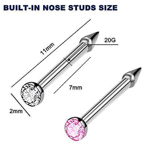 4-Pack Disposable Self Piercing Kit with Built-in Nose Studs, Very Safe Piercing Gun, Simple and Convenient Operation, Ideal for Family Use (White + Pink)