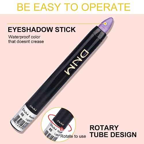Kaely 8Pcs Cream Eyeshadow Stick Set, Desert Mocha Beige Gold Light Purple Pink Sky Dazzling Blue Geen, Shimmer Eyeliner Pencil Eye Shadow Sticks Palette Makeup for Older Women, sombras para ojos 02