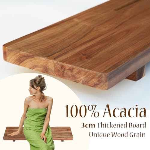 Premium 1.2IN Thickened Board Acacia Wood Bathtub Tray Caddy with Adjustable Legs, Minimalistic Design Bath Tray for Tub, Bathtub Accessories, Fits Most Bath Tubs, Idea for Women