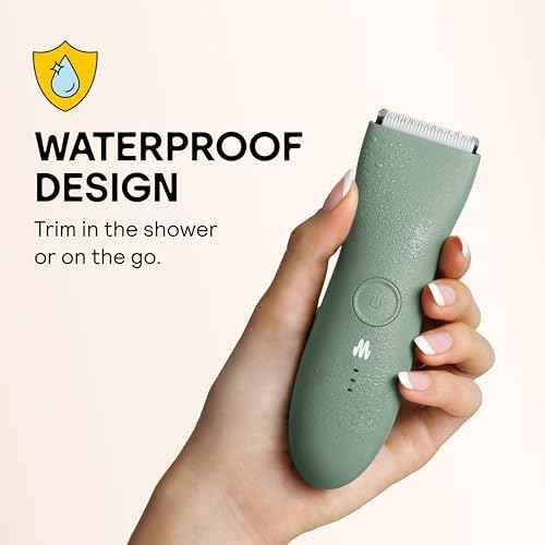 MERIDIAN The Trimmer Original - Body Hair Trimmer for Men, Electric Shaver for Pubic Hair, Chest, Legs & Bikini, Waterproof & Rechargeable, Sage