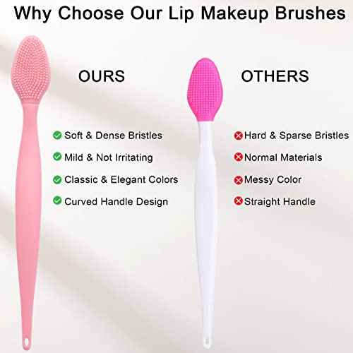 Silicone Lip Scrubber Exfoliator Tool, 10 Pcs Soft Double-Side Lip Brush, Dark Lip Care and Beauty - Pink