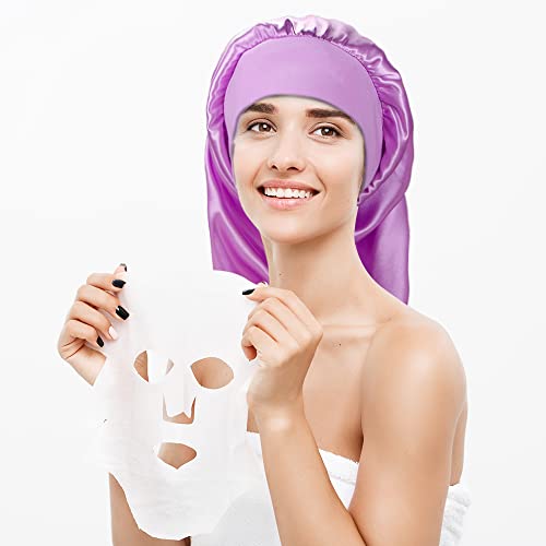 4 Pieces Extra Large Satin Sleep Cap for Long Hair,Long Dreadlock Night Sleep Bonnet for Women