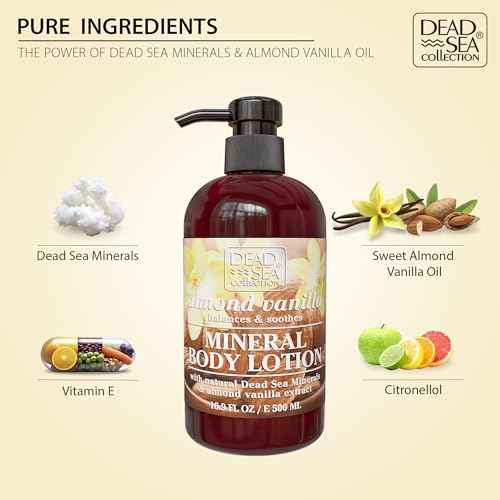 Dead Sea Collection Almond Vanilla Body Lotion - Nourishing Moisturizer for Women and Men - Rejuvenating Hand and Body Care for Dry Skin 16.9 Fl. Oz.