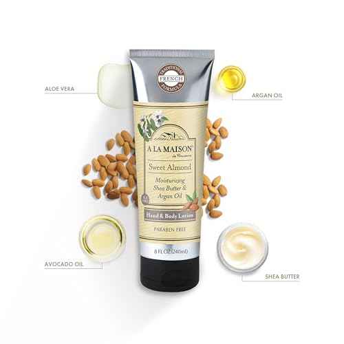 A LA MAISON Moisturizing Lotion, Sweet Almond - Uses: Hand and Body, Argan Oil, Pure Shea Butter, Essential Oils, Plant Based, Cruelty-Free, SLS and Paraben Free (8 Oz, 2 Pack)