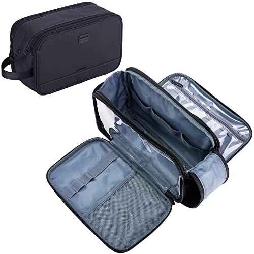 ZEEMO Travel Toiletry Bag for Men, Water-Resistant Double-Sided Full-Open Dopp Kit, Versatile Organizer for Shower and Hygiene Accessories, Bathroom Essentials, Cosmetics