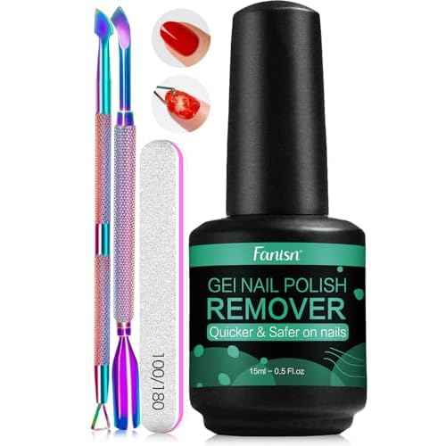 Gel Nail Polish Remover with Tools, 15ml (0.5 fl oz) - Acetone-Free, Quick Removal in 2-5 min, No Foil Soaking Needed, Safe for Natural Nails£¬Home DIY Use