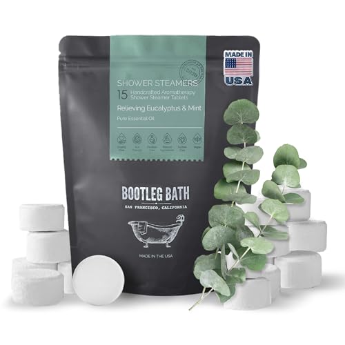 Shower Steamers Aromatherapy Eucalyptus and Mint 15 Pack, 100% Pure Essential Oil, All Natural, for Men and Women, Made in USA