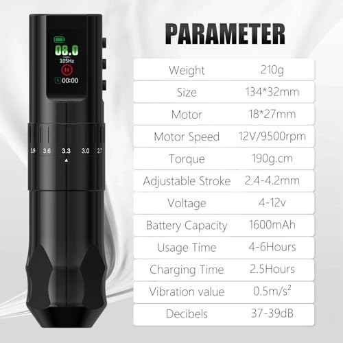 Tattoo Gun Kit Wireless Tattoo Kit Complete for Beginner, Urex G2 Tattoo Machine Kit Professional, 7 Adjustable Stroke Tattoo Pen, Dual 1600 mAh Machine Gun Battery, 20pcs Mixed Cartridge Needles