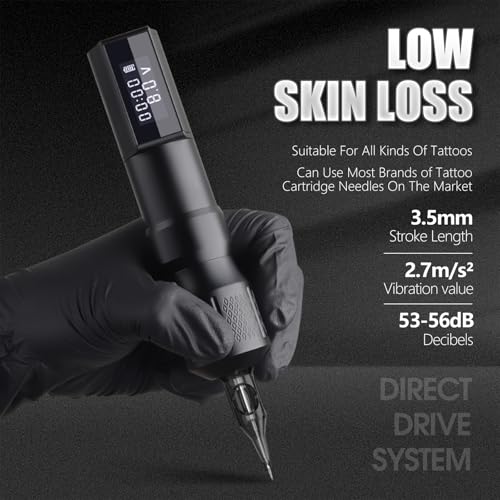 Tattoo Gun Kit-Kiss of Dragon Tattoo Machine, Practice Tattoo Pen for Beginners, 1800mAh Power Supply Tattoo Machine Equipped with Customized High-Precision Motor