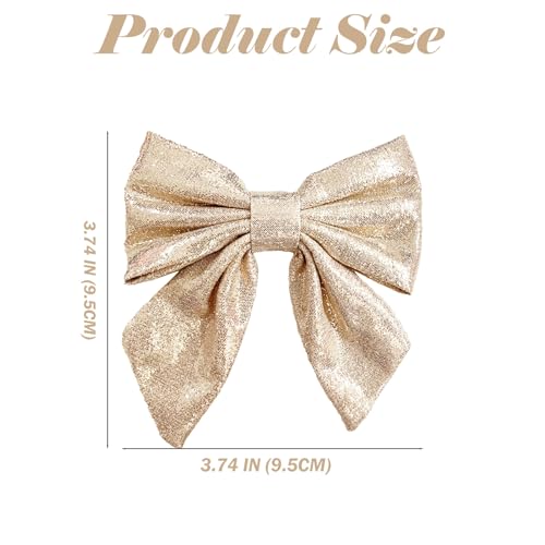 2Pcs Christmas Bow Claw Clips for Women Girls, Metal Claw Clips Glitter Bow Hair Clips Non Slip Strong Hold Fashion Hair Accessories for Women Girls Kids (Red and Gold)