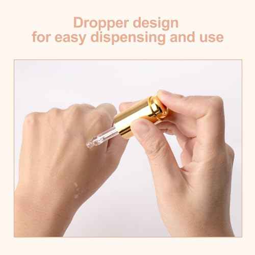 Ellbest 8Pcs 10ml Clear Press Dropper Bottles, Empty Refillable Essential Oil Bottles Container Perfume Cosmetic Bottle Travel Pressing Dropping Bottle, Gold Cap