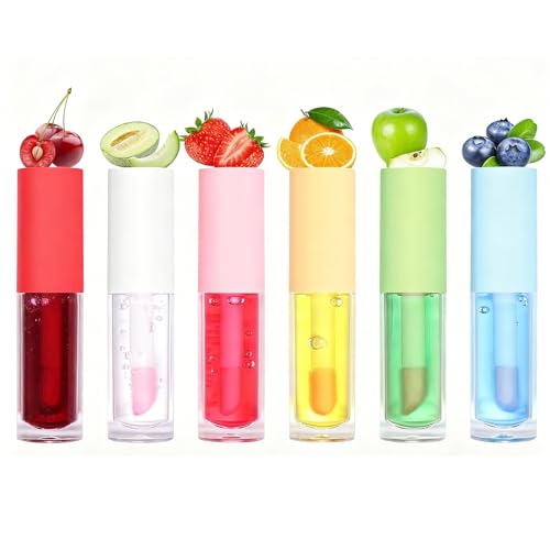 FantasyDay Plumping Lip Oil Set, Clear Lip Gloss for Lip Care, Fruit Flavour Hydrating Lip Glow Oil Toot Lip Oil, Nourishing, Non-sticky