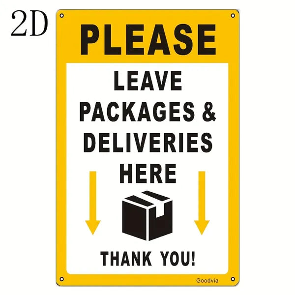 Vintage Metal Delivery Sign with Arrow Box Icon - 12x8 inches