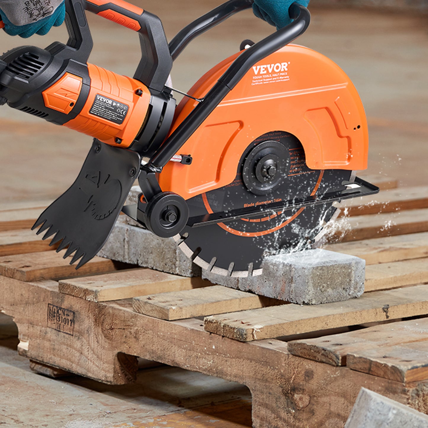 Electric Concrete Saw 16In 3200W Circular Cutter with Adjustable Depth Water Line