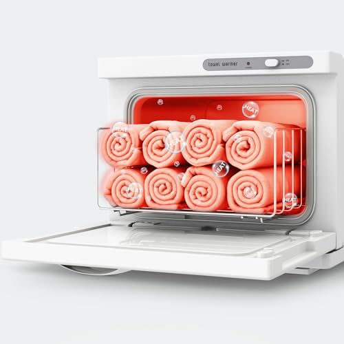 Towel Warmer Cabinet, 8L Hot Spa Small Towel Warmer Heating Use for Facial Spa, Hair Beauty, Salon Equipment and Home - White
