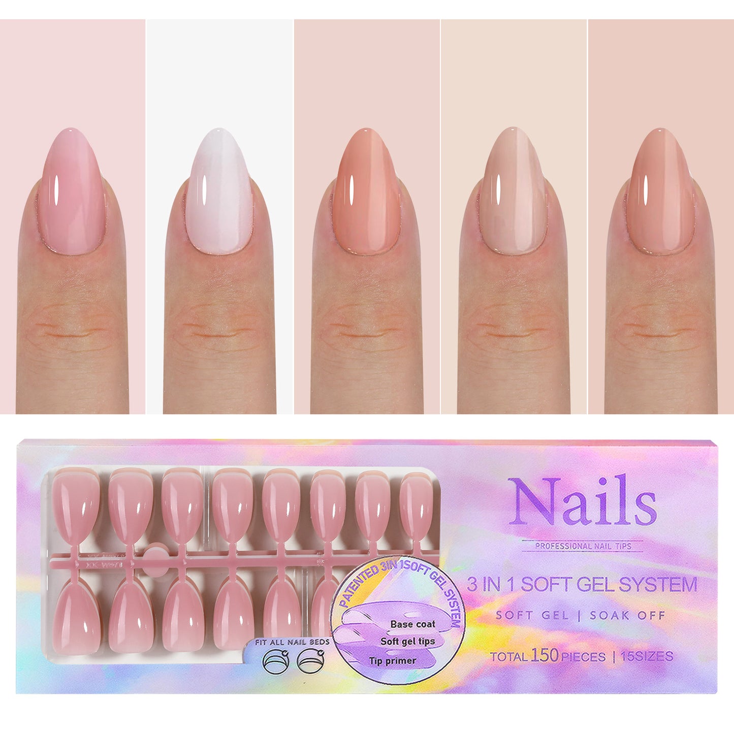 Manicure Nail Art & Wear Armor Set - French Seamless Detachable Tips