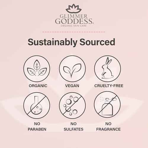 Glimmer Goddess Organic Whipped Body Butter for Women - Moisturizer Cream with Shea & Cocoa Butter, Almonds & Coconut Oil - Unscented, 8oz