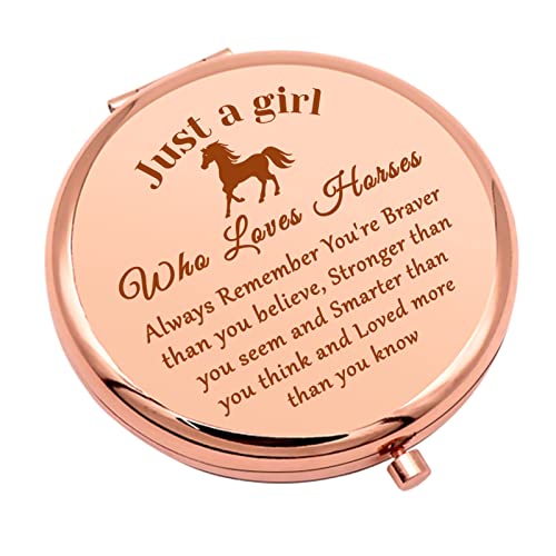 Horse Lover Gift Horses Gifts for Girls Compact Makeup Mirror for Daughter Niece Equestrian Gifts for Women Animal Lover Gift Inspirational Presents Folding Makeup Mirror Birthday Graduation