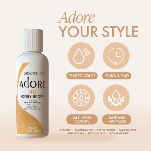 Adore Semi Permanent Hair Color - Vegan and Cruelty-Free Black Hair Dye - 4 Fl Oz - 121 Jet Black (Pack of 2)