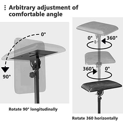 Tattoo Armrest Stand Tripod with Tray - ZHOOGE Foldable Tattoo Arm Leg Rest Stand Adjustable Height and Tilt Black Leather Pad Professional Heavy Equipment for Tattoo Studio