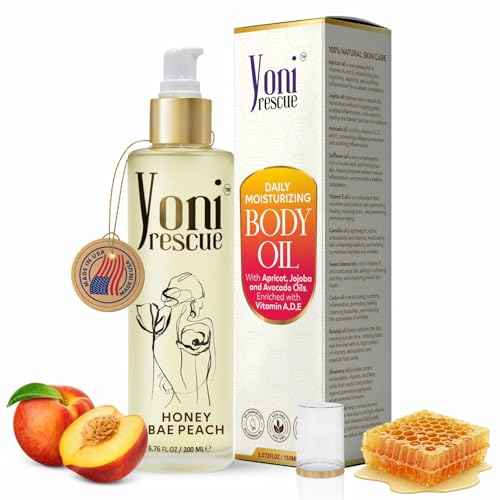 After Shower Body Oil for women | Daily Skin Moisturizer with Apricot, Jojoba, Avocado & Vitamin E Oil | Hydrating & Nourishing for all Skin types | Anti-Aging | 6.76 oz | Peach