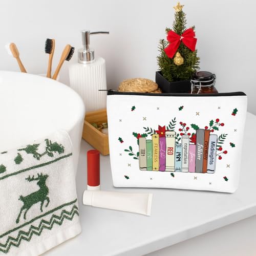 Christmas Makeup Bag for Women Girls, Singer Merch Gifts, Christmas Cosmetic Bags for TS Fans, White Elephant Gifts for Mom Wife Sister Friends, Cute Holiday Travel Purse Zipper Pouch Bag