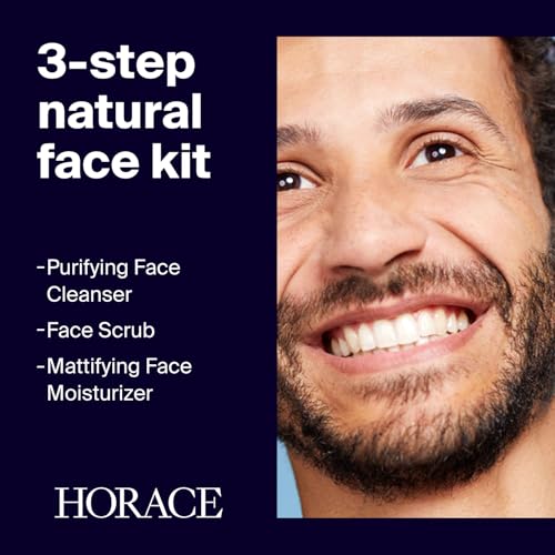 HORACE Gift Set with Purifying Face Cleanser, Gentle Face Scrub, and Mattifying Face Moisturizer - Skincare Set for Cleansing and Hydrating