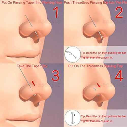 QWALIT Piercing Taper Threadless Insertion Tool - Titanium Labret Pin 16g, 18g, 20g