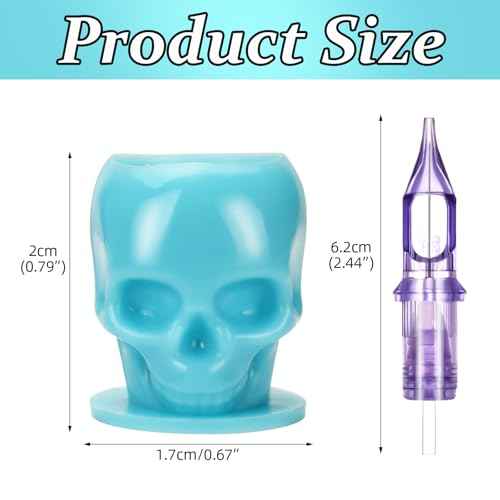 ATOMUS 20pcs Tattoo Cartridge Needles 1203RL Purple Tattoo Needles for Tattoo Gun Pen Liner Pattern with Disposable Skull Ink Cups for Pen Rotary Machine Tattoo Supplies (3RL)