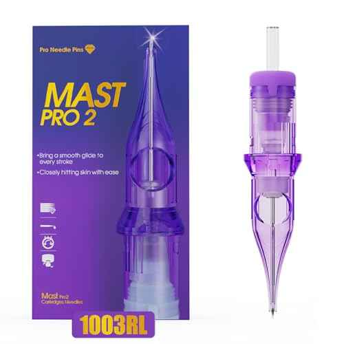 Mast Pro2 Tattoo Needles Cartridges, Pro Needles Pins for Super Aritsts, 20 Count, Disposable Round Liner 1003RL
