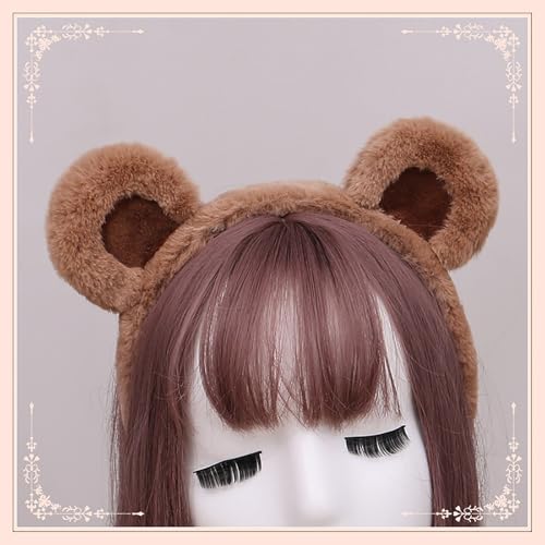 2 Pcs Bear Ears Headband Halloween Christmas Birthday Theme Party Cosplay Headwear Cute Face Wash Headband Animal Head Wear Hairband Hair Accessories