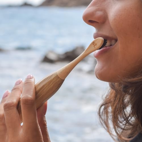 Sustainable Tomorrow Zen Bamboo Electric Toothbrush Adults, Rechargeable w/Plant-Based Soft Bristles, Bamboo Heads, 5 Modes & Long-Lasting Battery, Ideal Christmas Gifts for Women & Gifts for Men