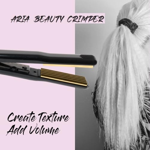 Aria Beauty Titanium Texturing Crimper - Hair Crimper Iron for 90's Inspired Volume and Shine - Crimping Tool with Adjustable Heat up to 450 F - 1 pc