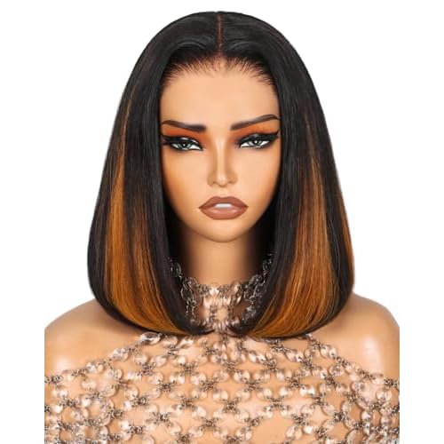 Arabella Hair Wear and Go Glueless Bob Wig Human Hair with 100g 4 pcs Brown Hair Clips 12inch 6x6 HD Lace Front Bob Wigs for Black Women Pre Cut Pre Plucked Pre Bleached Knots