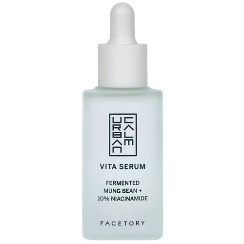 FACETORY Urban Calm Hydrating Vita Serum with Fermented Mung Bean & 10% Niacinamide, Glow Boosting Facial Serum for Women, Brightening, Fine Line & Wrinkle Treatment, Revive & Plump Skin - 30 ml