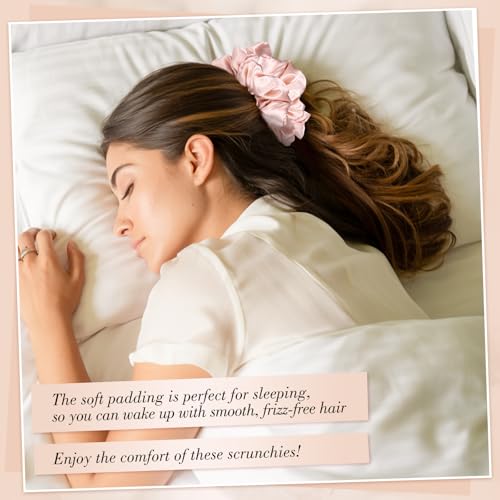 3Pcs Large Satin Hair Scrunchies, Sleepy Hair Tie for Women Girls Large Pillow Satin Scrunchies for Thick Curl Stocking Stuffers Gifts for Women Girls