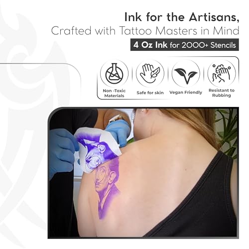 INKFUEL Stencil Printer Ink Refill, Compatible for Stencil Printers, Mess-Free Refilling, High-Definition Stencil Designs, Gentle on All Skin Types (120ml (4oz), Violet)