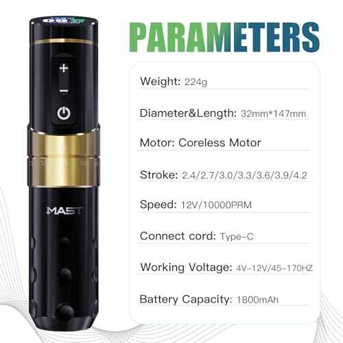 Mast Flip3 Tattoo Gun Kit Wireless Machine 7 Strokes Length Coreless Motor Pro Needles Cartridges 2 Batteries Power Supply