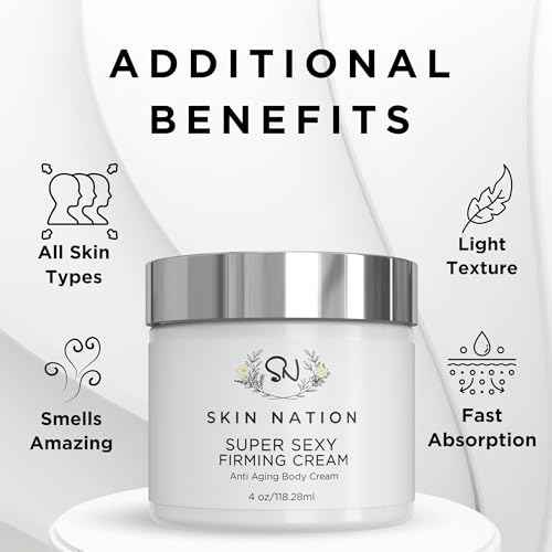Skin Nation Super Firming Cream, Hydrating Body Lotion with Shea Butter, Glycolic Acid, Aloe Vera, Can Help Smooth Crepey Skin and Support Firmer Neck & D?collet?, 4 oz