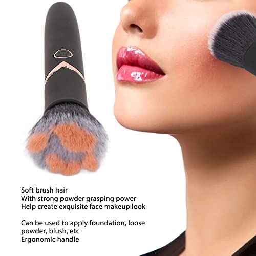 Powered Electric Makeup Brush Loose Powder Brush 10 Gears Vibration Electric Massage Brush for Makeup Blending Contouring Airbrush Finish, Black
