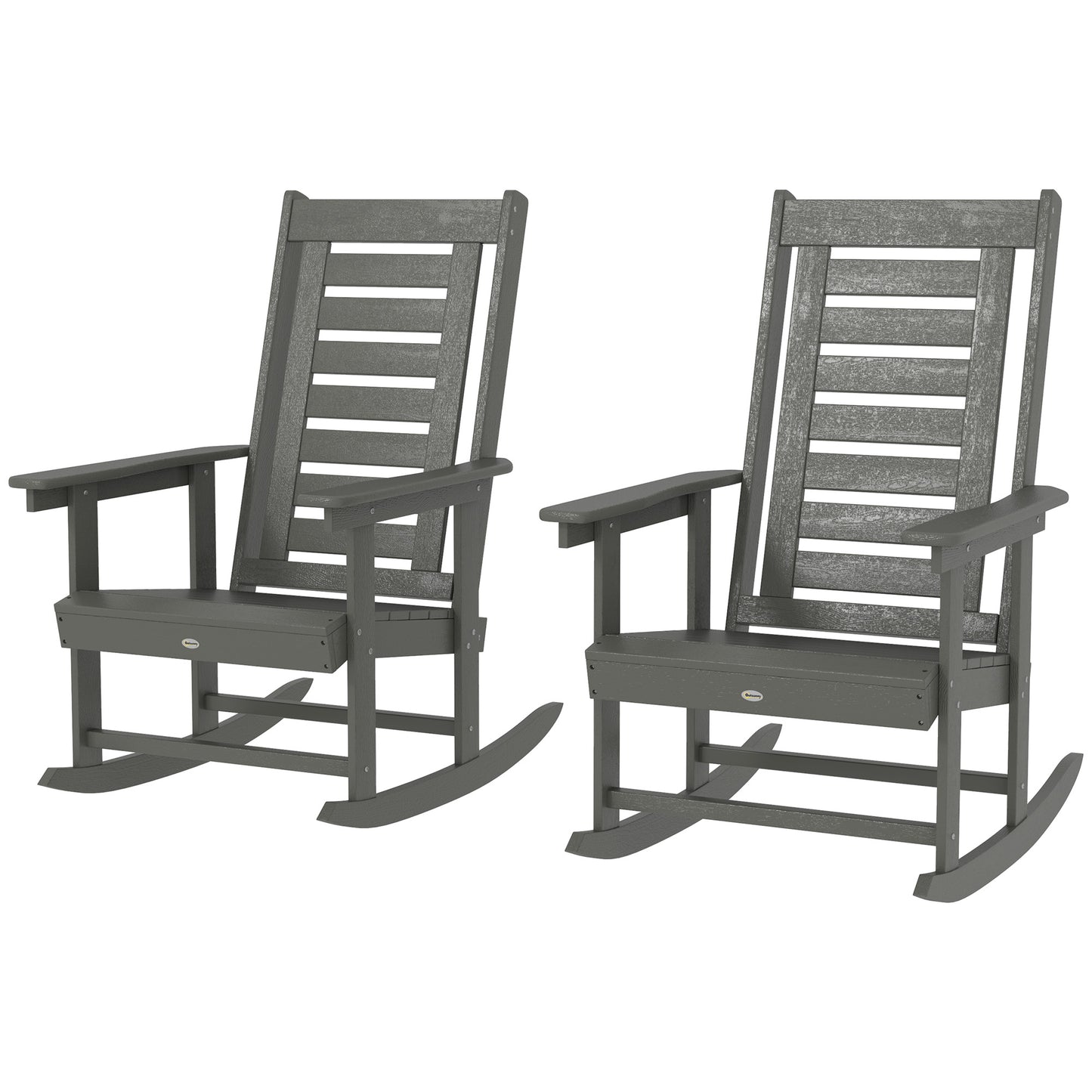 2-Piece Patio Rocking Chair Set - HDPE Outdoor Rockers, Dark Gray