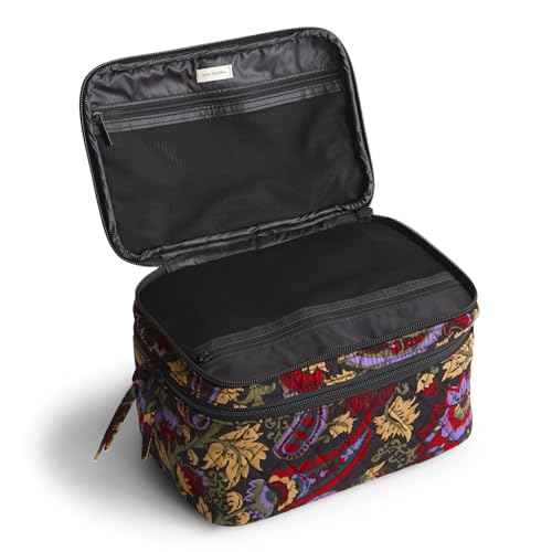 Vera Bradley Premium Cotton Brush Up Cosmetic Case, Midnight Garden Paisley