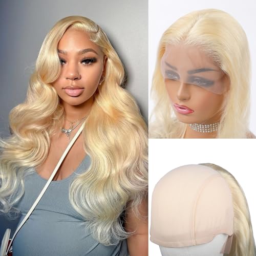 Pre-sewn 9x6 HD Lace Closure with Glueless Cap ? Body Wave Human Hair Closure with Baby Hair, Bleach & Dye Friendly, Beginner Friendly 16 Inch 613 Blonde